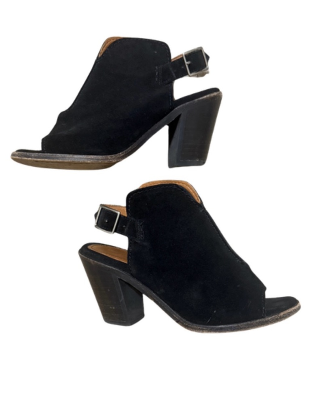 Frye Black Suede Block Heels / Sandals / 6.5